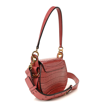 Chloe Calfskin Crocodile Embossed Small Tess Bag Rose 3 of 11
