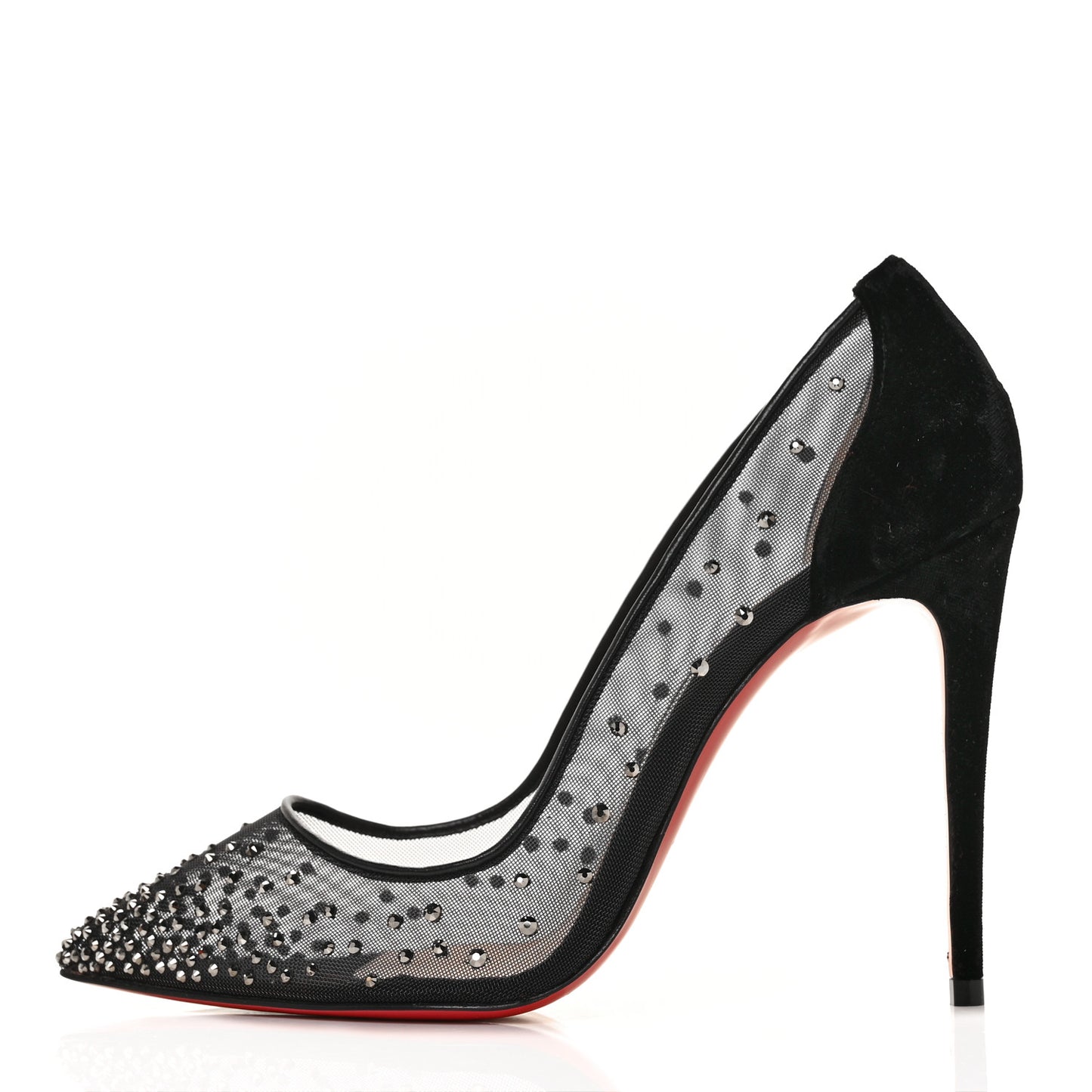 Veau Velours Crystal Strass Follies 100 Pumps 38 Black