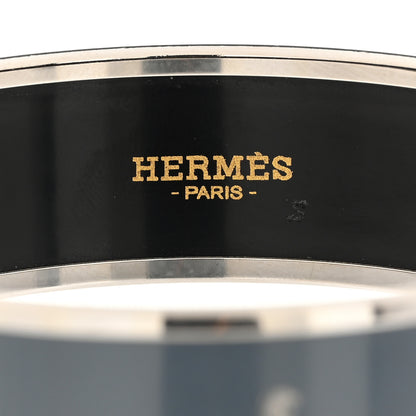 Hermes Enamel Printed Caleche Wide Bracelet 62 Gris Macadam 4 of 5