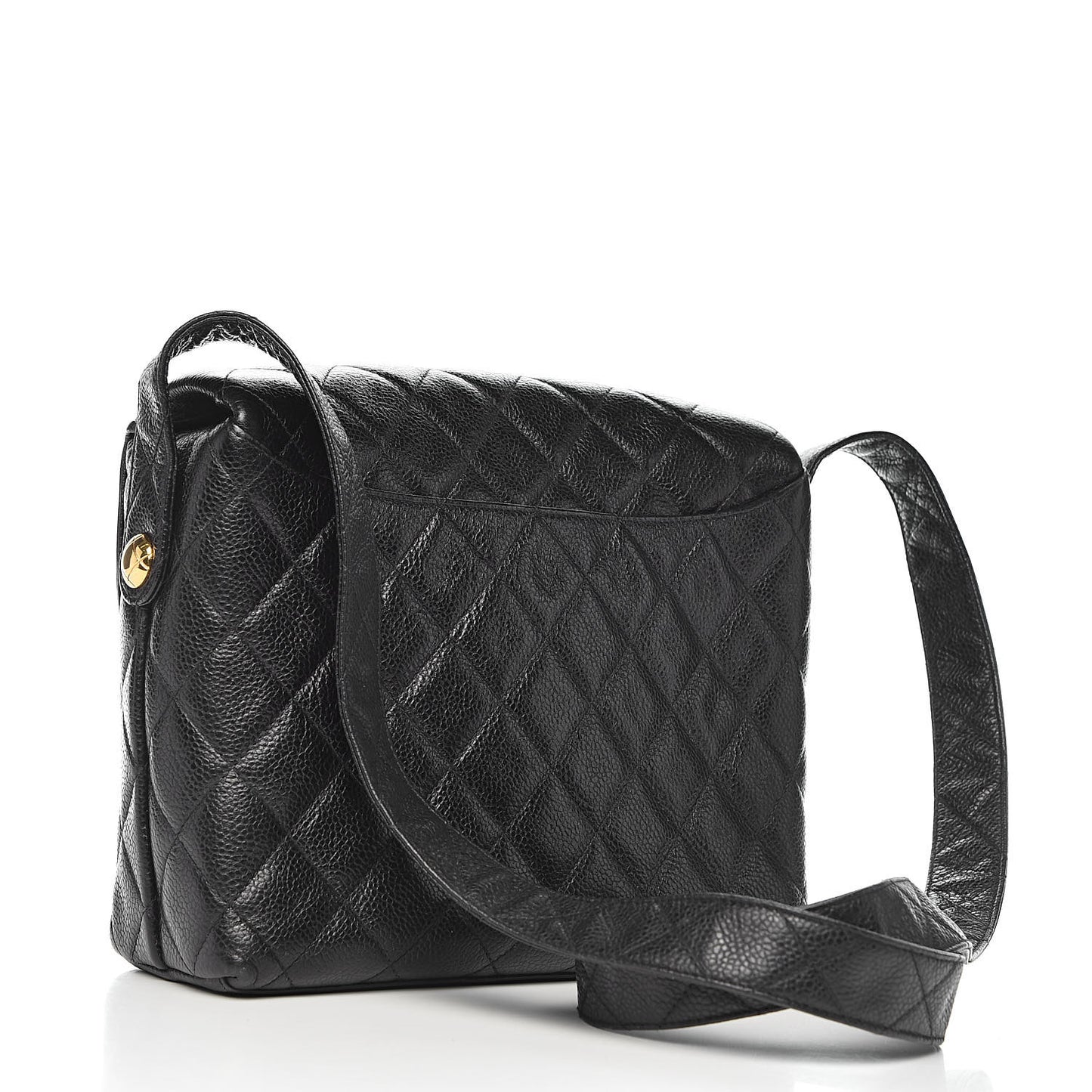 Caviar Quilted Flap Shoulder Bag Black