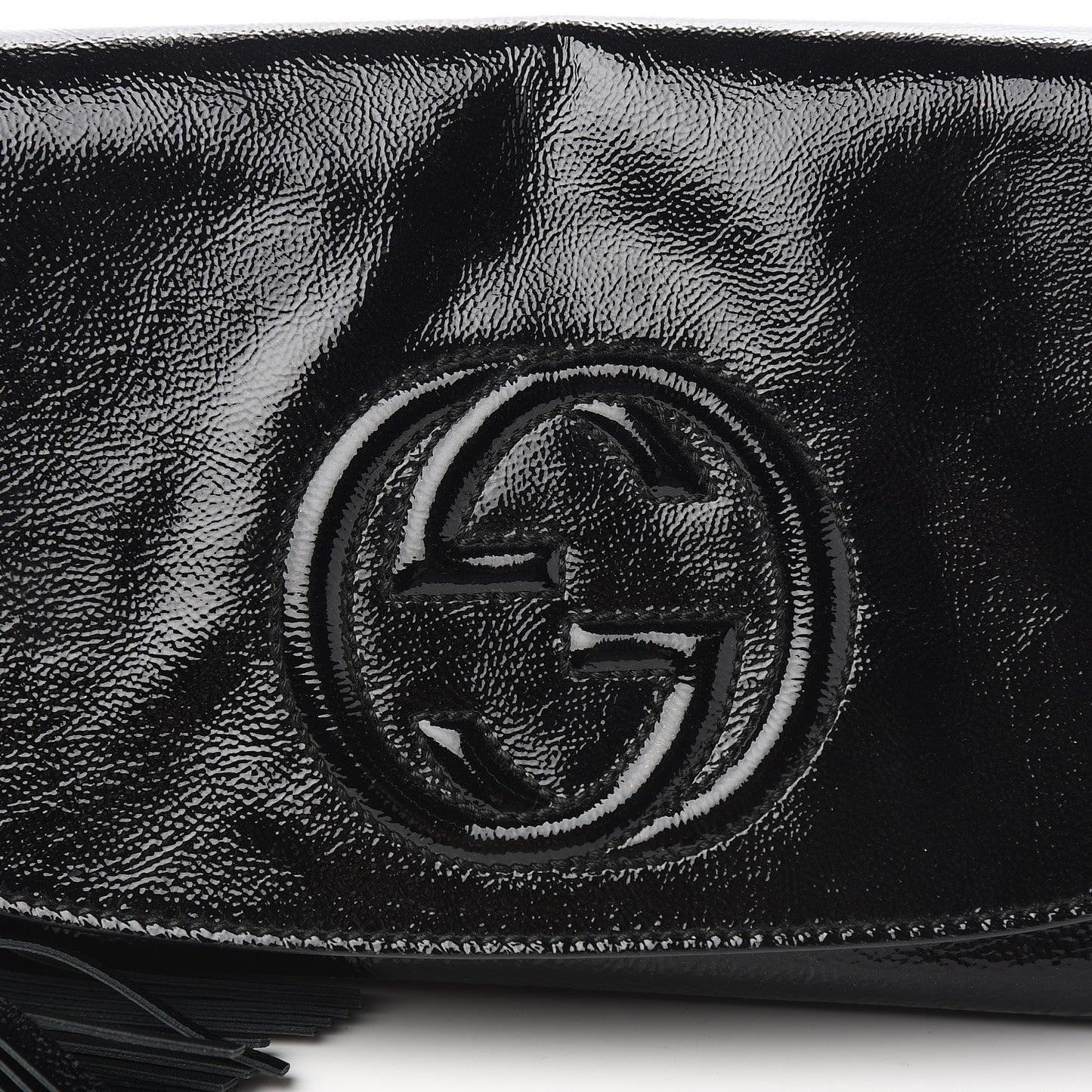Patent Medium Soho Flap Crossbody Black