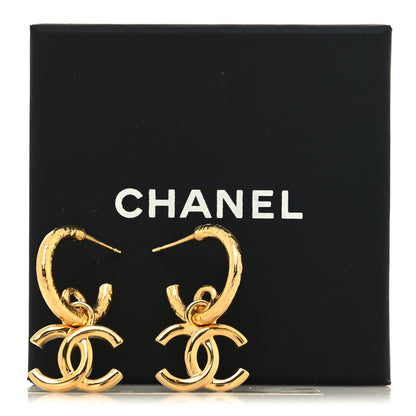 Chanel CC Hoop Drop Earrings Gold 5 of 5