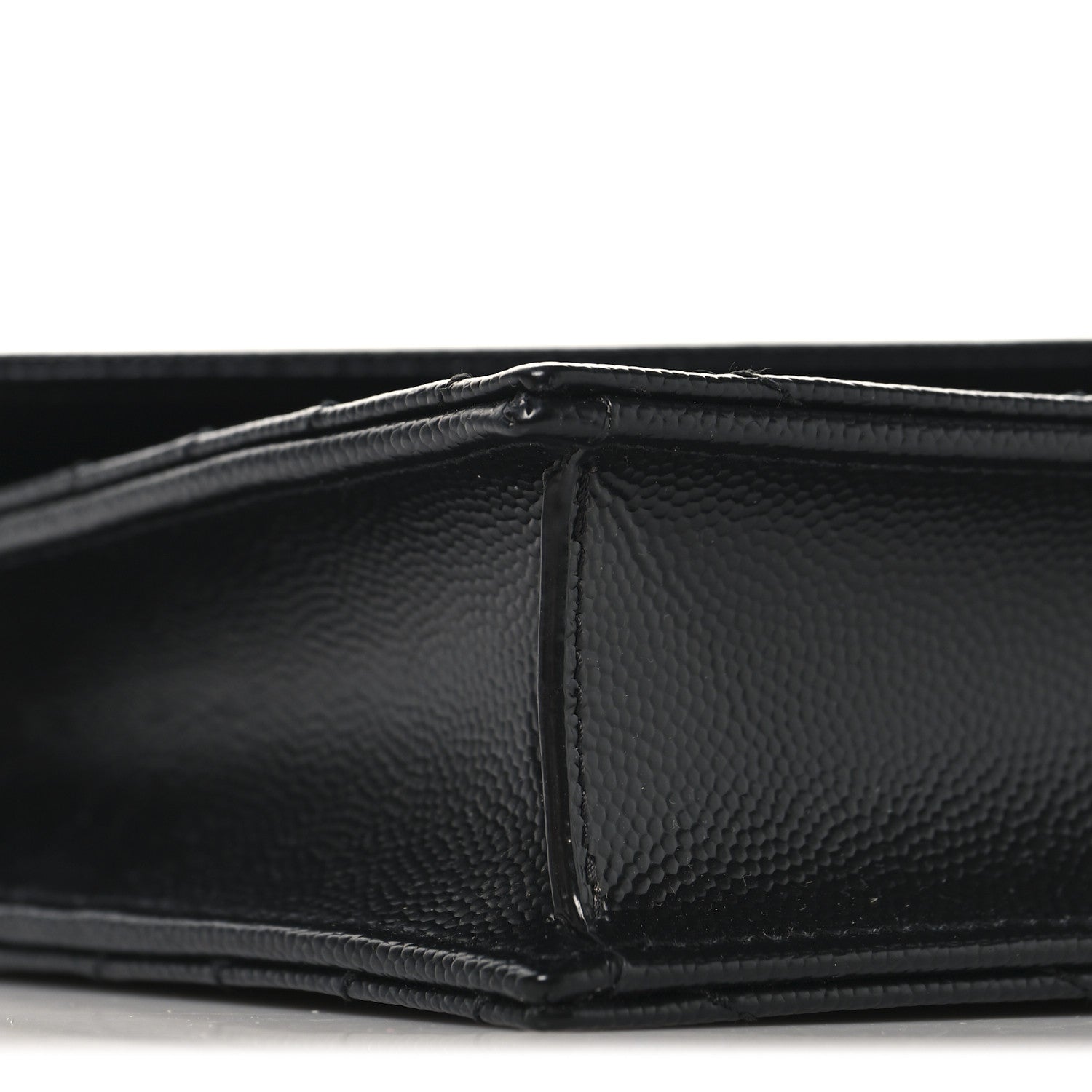 Saint Laurent Grain De Poudre Matelasse Chevron Monogram Monochrome Envelope Chain Wallet Black 8 of 10
