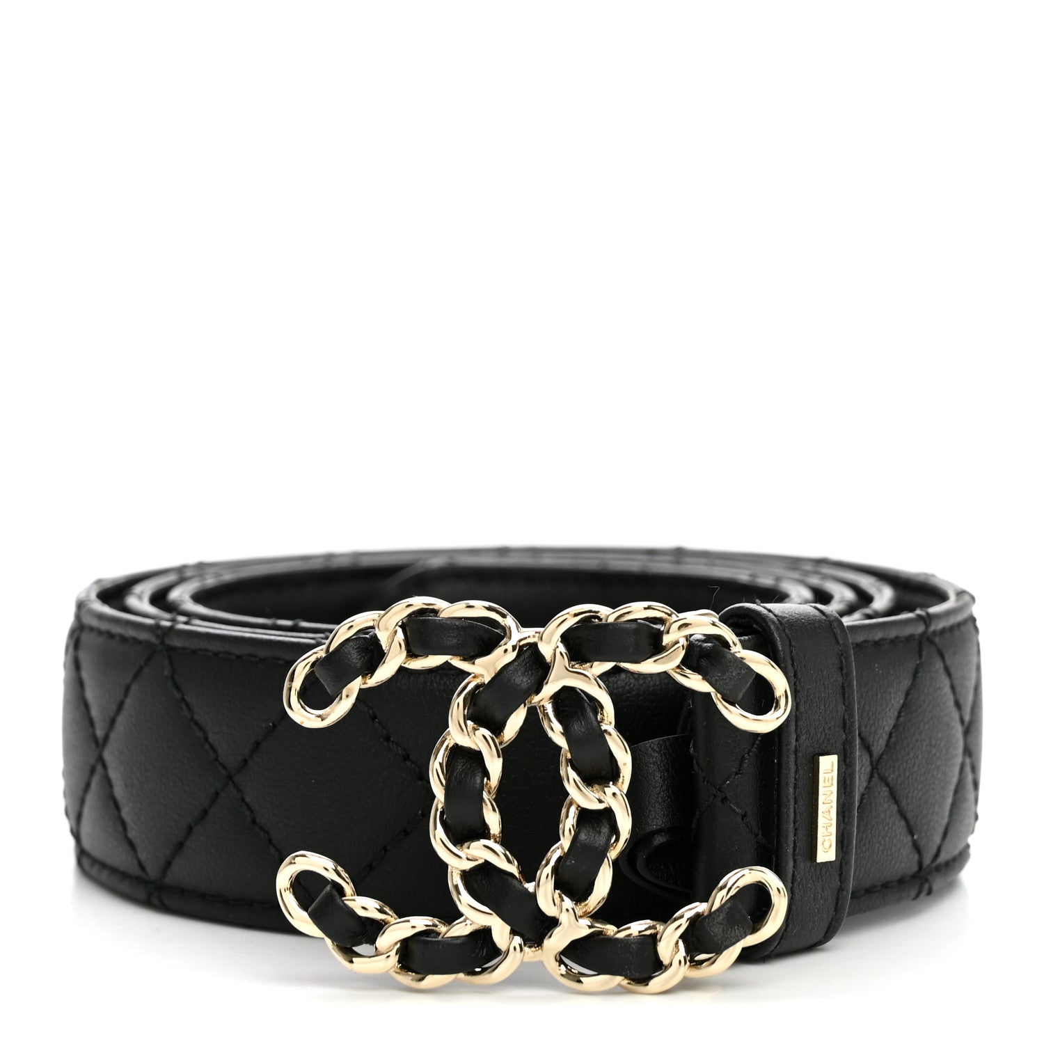 Chanel Calfskin Quilted CC Chain Belt 95 38 Black 1 of 5