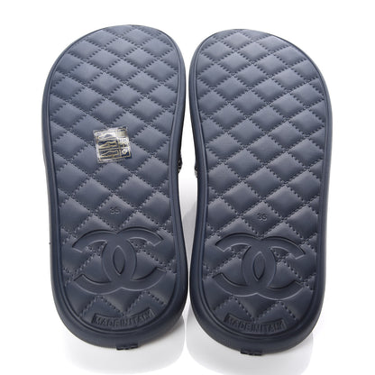 Chanel Tweed CC Flat Mules 35 Navy 5 of 8