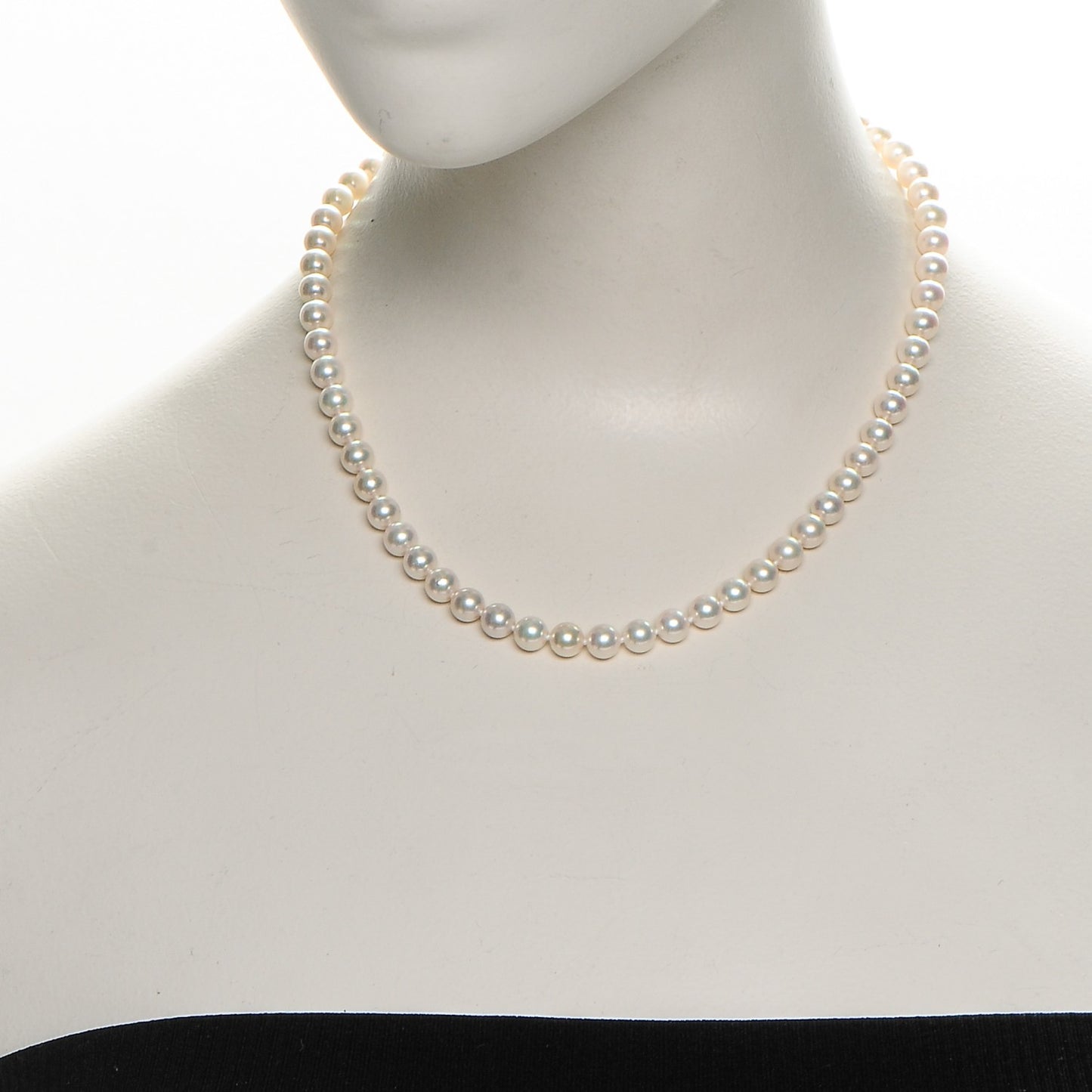 18K White Gold Pearl 6mm Strand Akoya Necklace 16