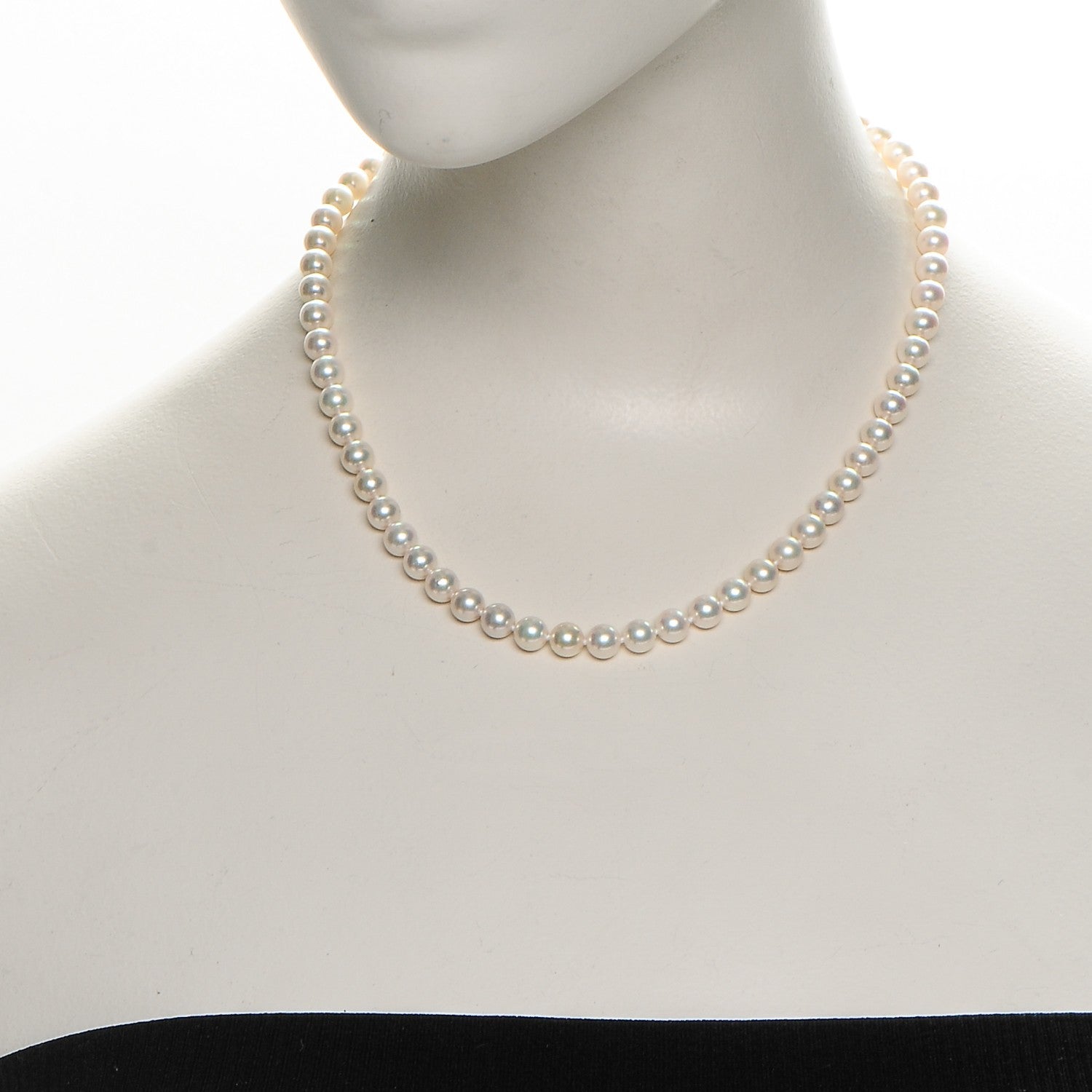 Mikimoto 18K White Gold Pearl 6mm Strand Akoya Necklace 16 2 of 6