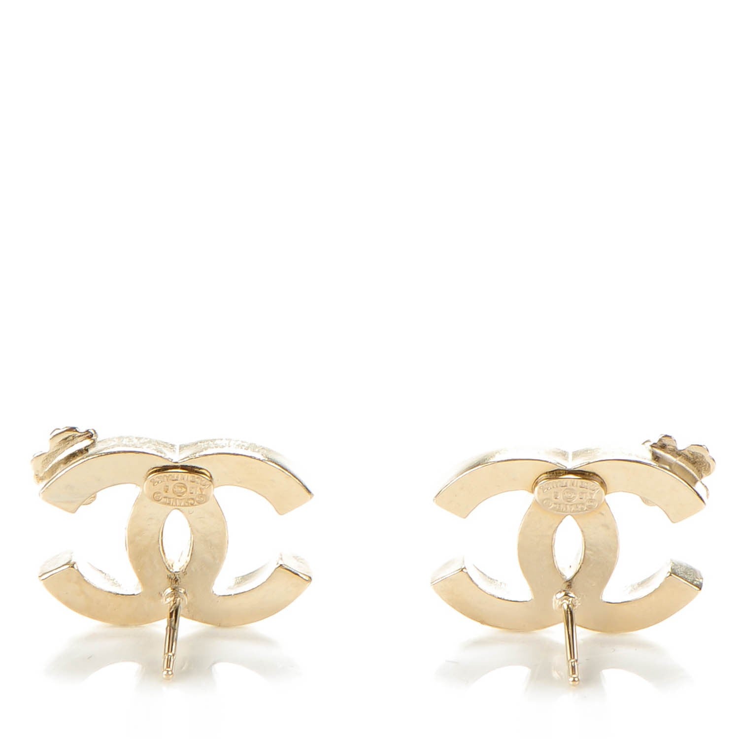 Chanel Enamel CC Clover Earrings Black Gold 3 of 5