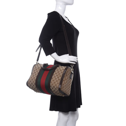 Gucci Monogram Vintage Web Medium Boston Dark Brown 2 of 10