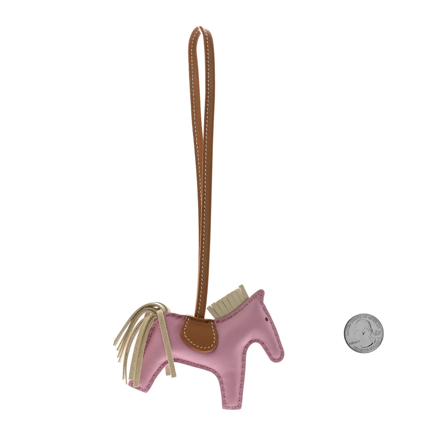 Hermes Milo Lambskin Grigri Rodeo Horse Bag Charm PM Mauve Sylvestre Craie Chai 2 of 4
