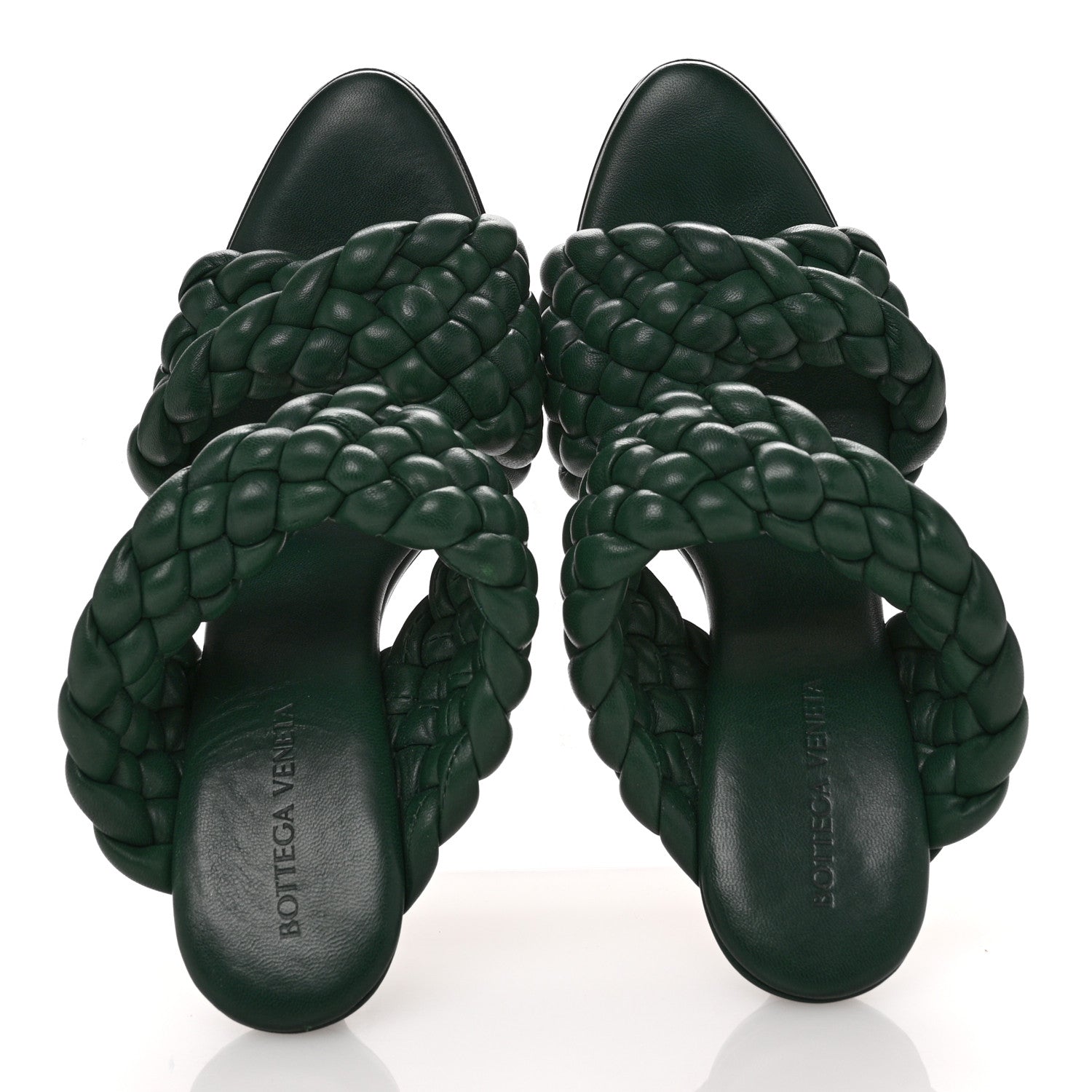 Bottega Veneta Nappa Twisted Padded Intrecciato Curve Slide Sandals 38 Vert Fonce 2 of 9