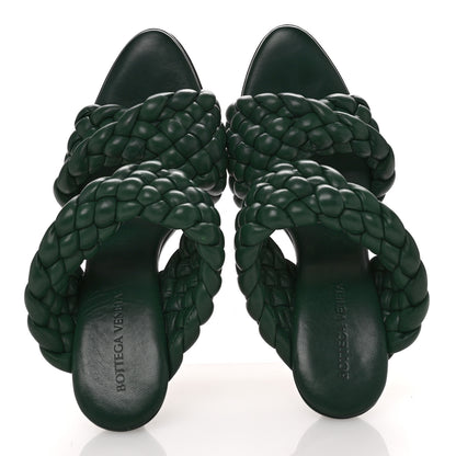 Bottega Veneta Nappa Twisted Padded Intrecciato Curve Slide Sandals 38 Vert Fonce 2 of 9