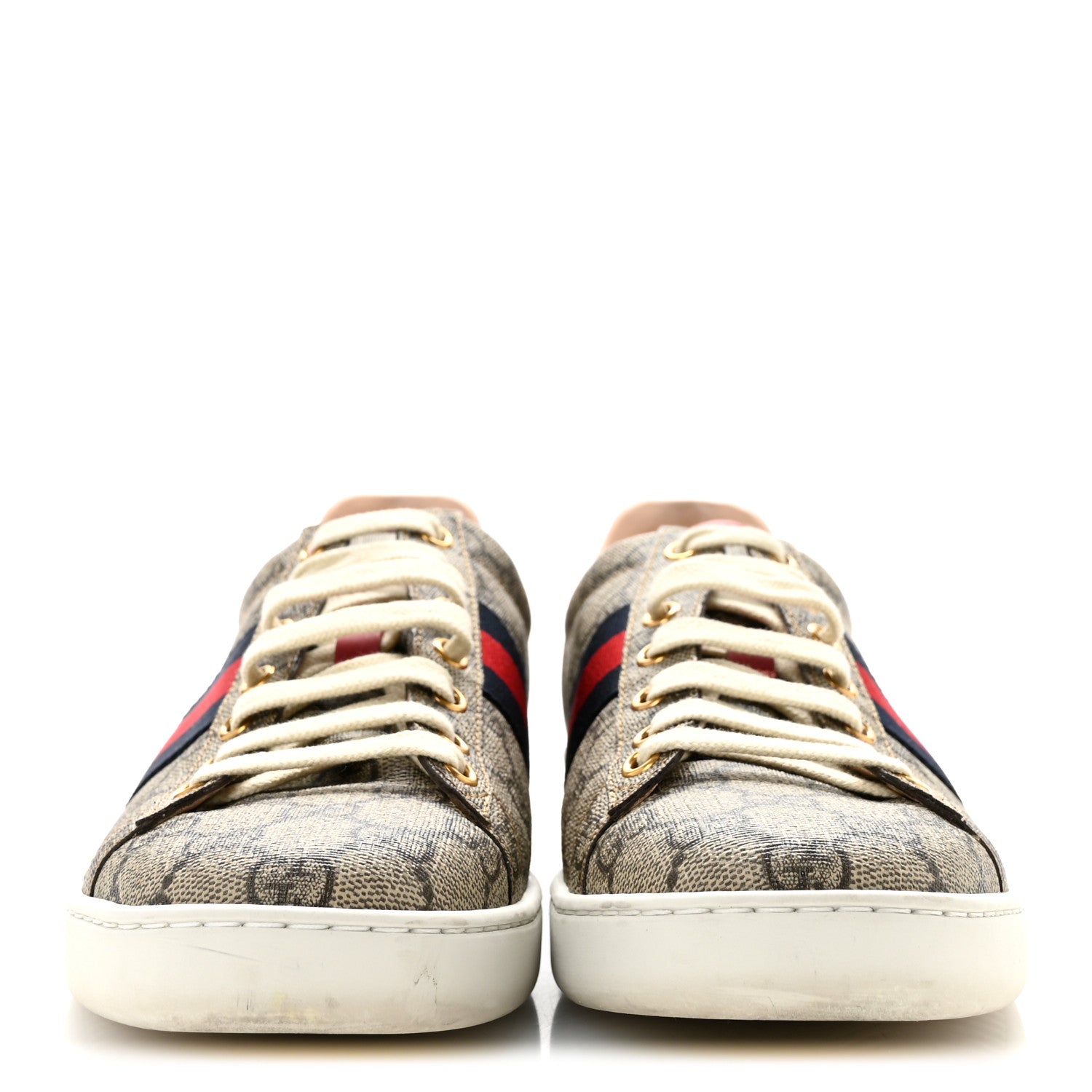 Gucci GG Supreme Monogram Ayers Web Womens Ace Sneakers 40 Beige 3 of 9