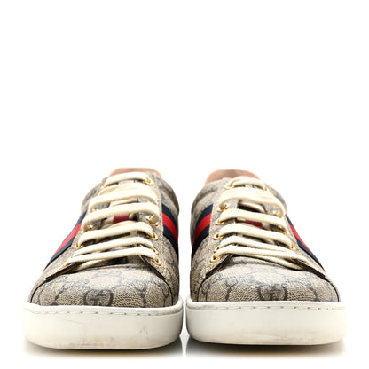 Gucci GG Supreme Monogram Ayers Web Womens Ace Sneakers 40 Beige 3 of 9