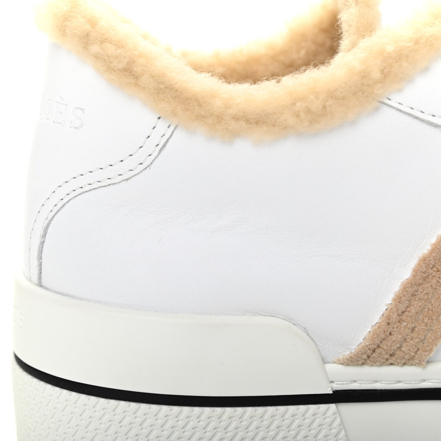 Calfskin Woolskin Dare Sneakers 37.5 White Ecru