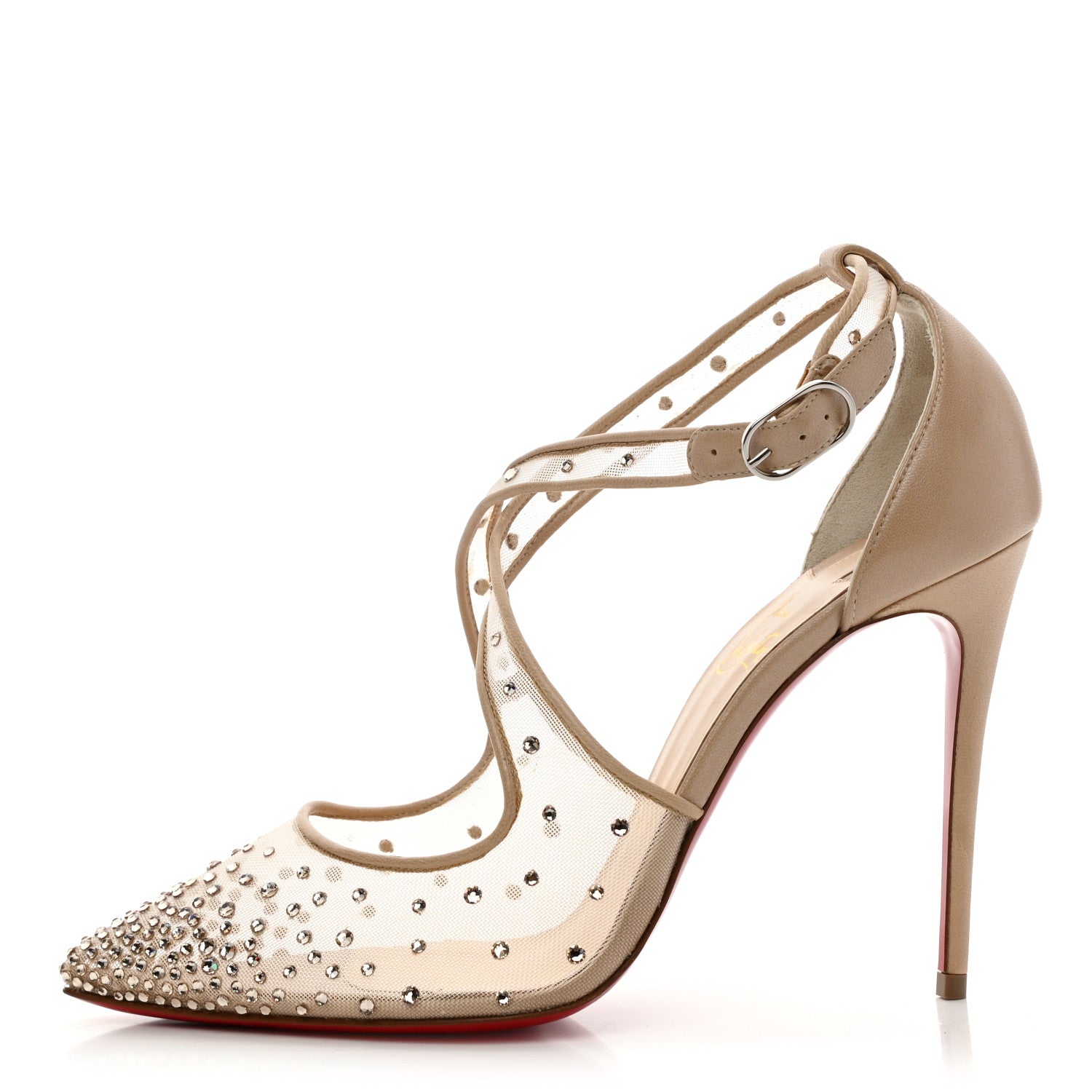 Christian Louboutin Crystal Strass Maria 100 Pumps 37.5 Nude 1 of 8