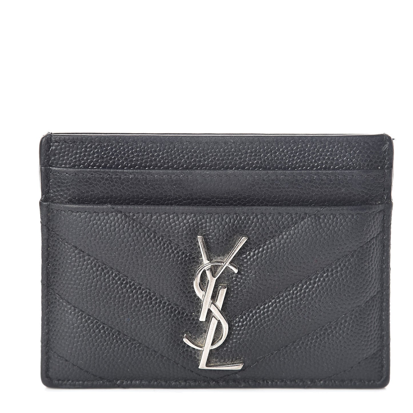 Grain De Poudre Matelasse Chevron Monogram Credit Card Case Black