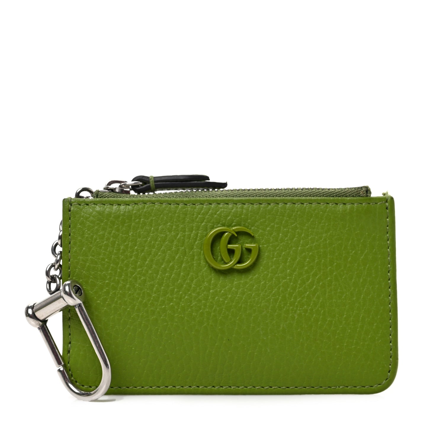 Dollar Calfskin Enamel Monochrome GG Marmont Key Case Card Holder Lemon Leaf