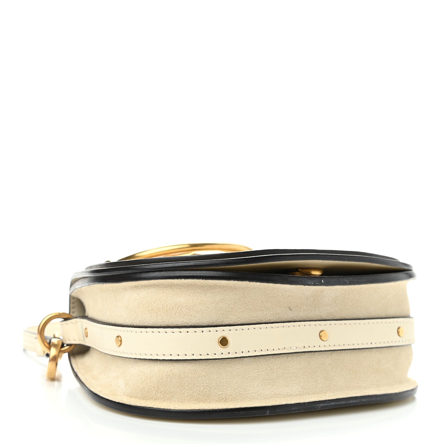 Chloe Calfskin Suede Small Nile Bracelet Bag Off White 4 of 14