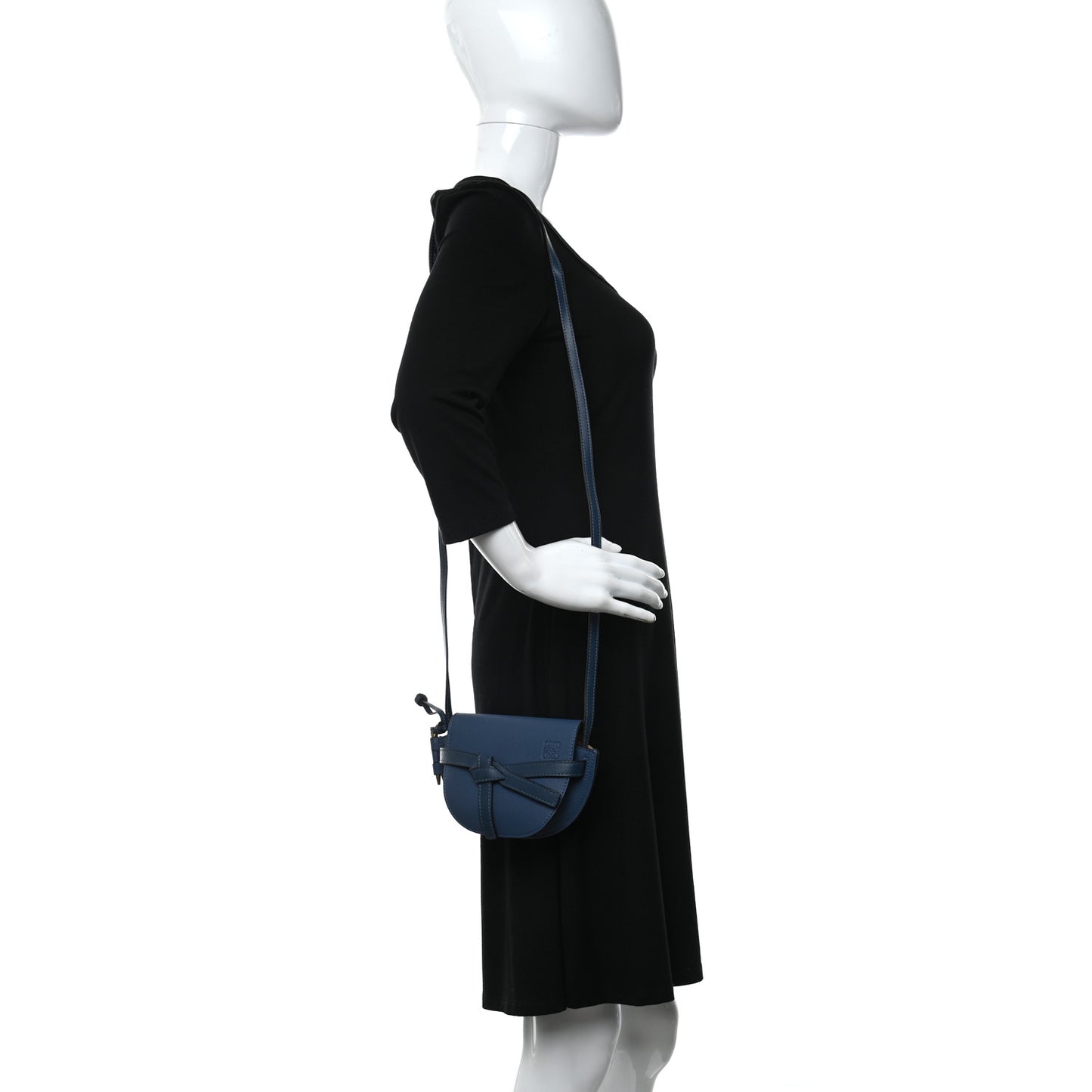 Grained Calfskin Mini Gate Crossbody Bag Steel Blue