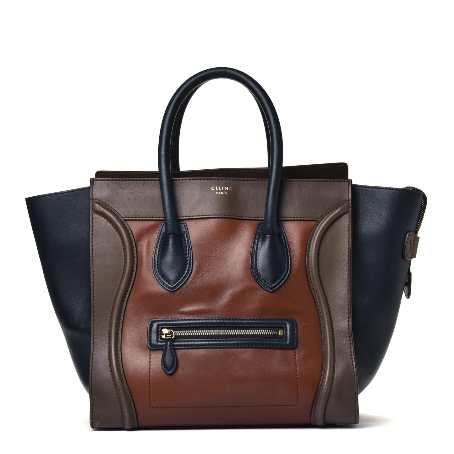 Satin Calfskin Mini Tri-Color Luggage Camel