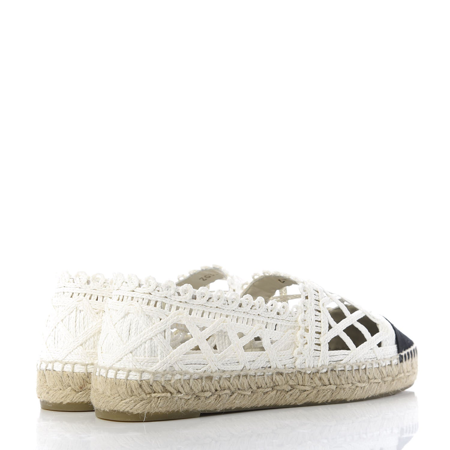 Chanel Woven Fabric Grosgrain CC Espadrilles 41 White Black 4 of 11