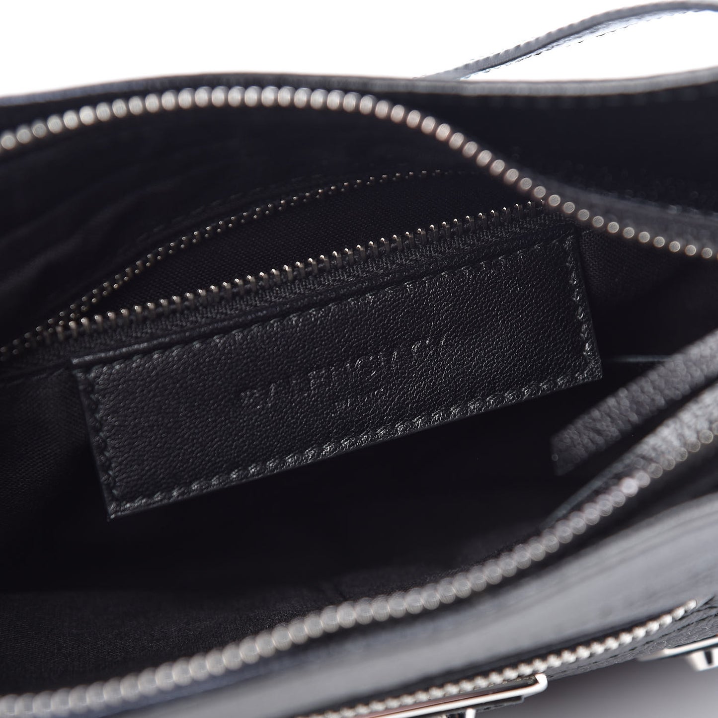 Chevre Silver Metallic Edge Hardware Hip Black