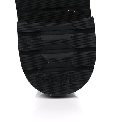 Chanel Shiny Goatskin Calfskin Quilted Lace Up Combat Boots 38 Black 6 of 13