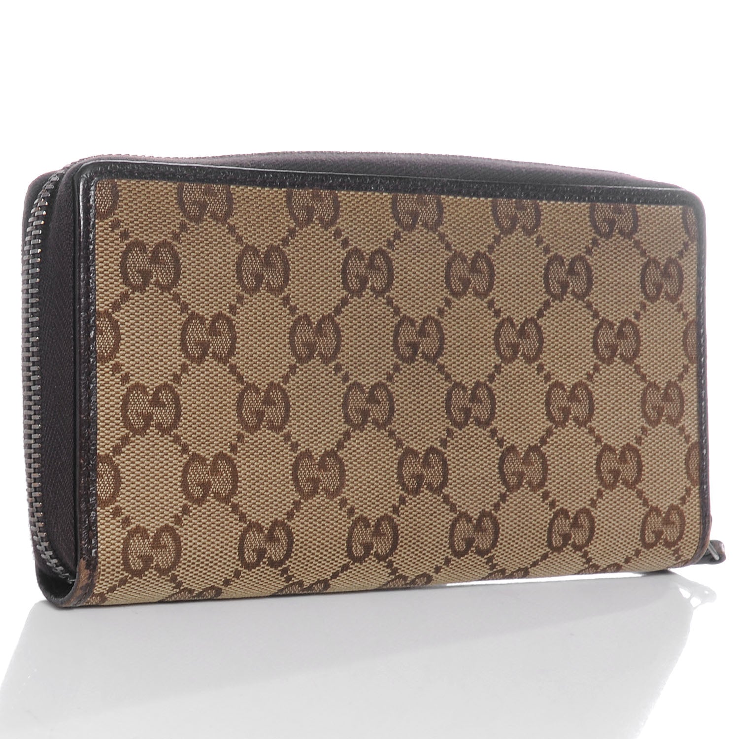 Gucci Monogram Metal Bar Zip Around Wallet Dark Brown 3 of 9