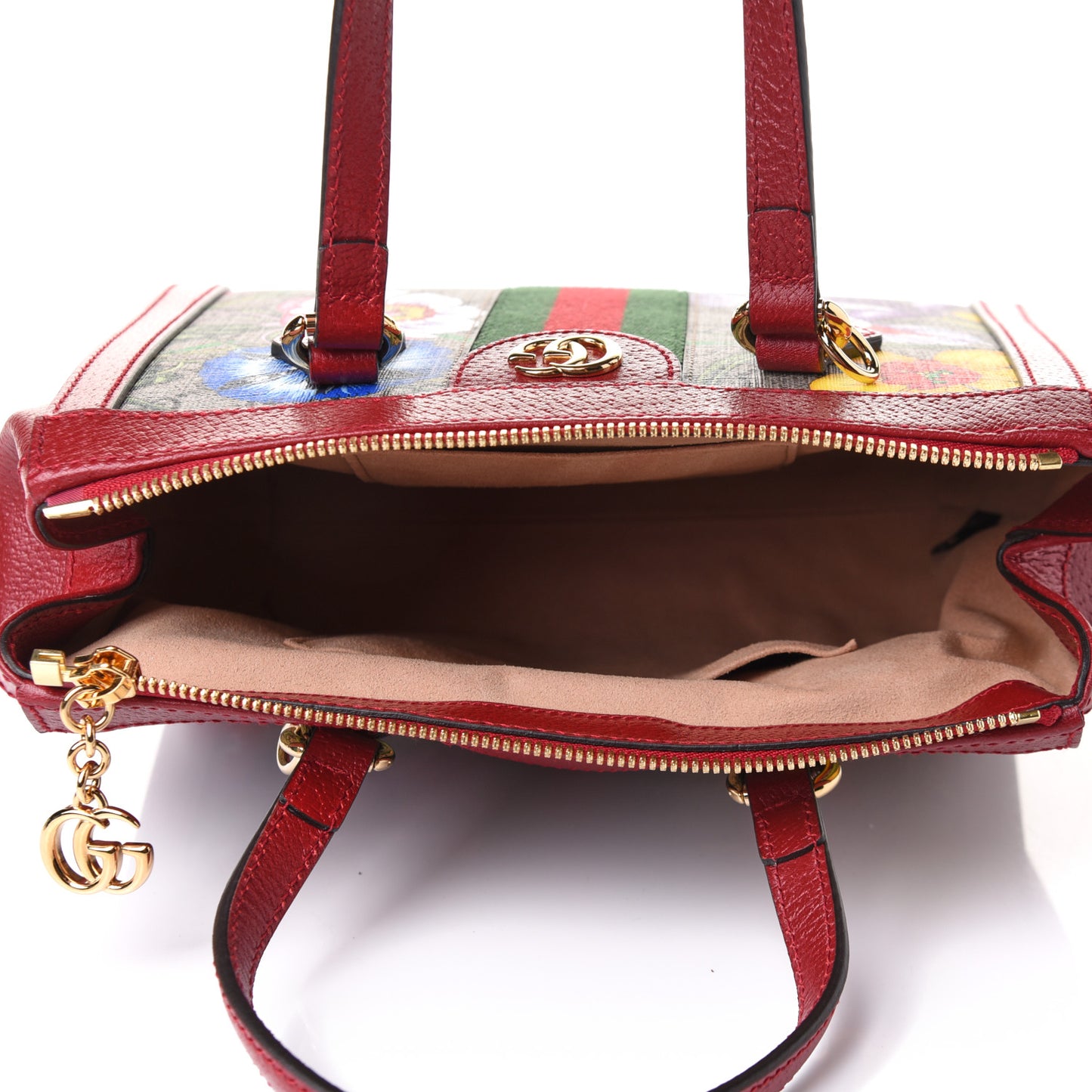 GG Supreme Monogram Flora Web Small Ophidia Tote Bag Red