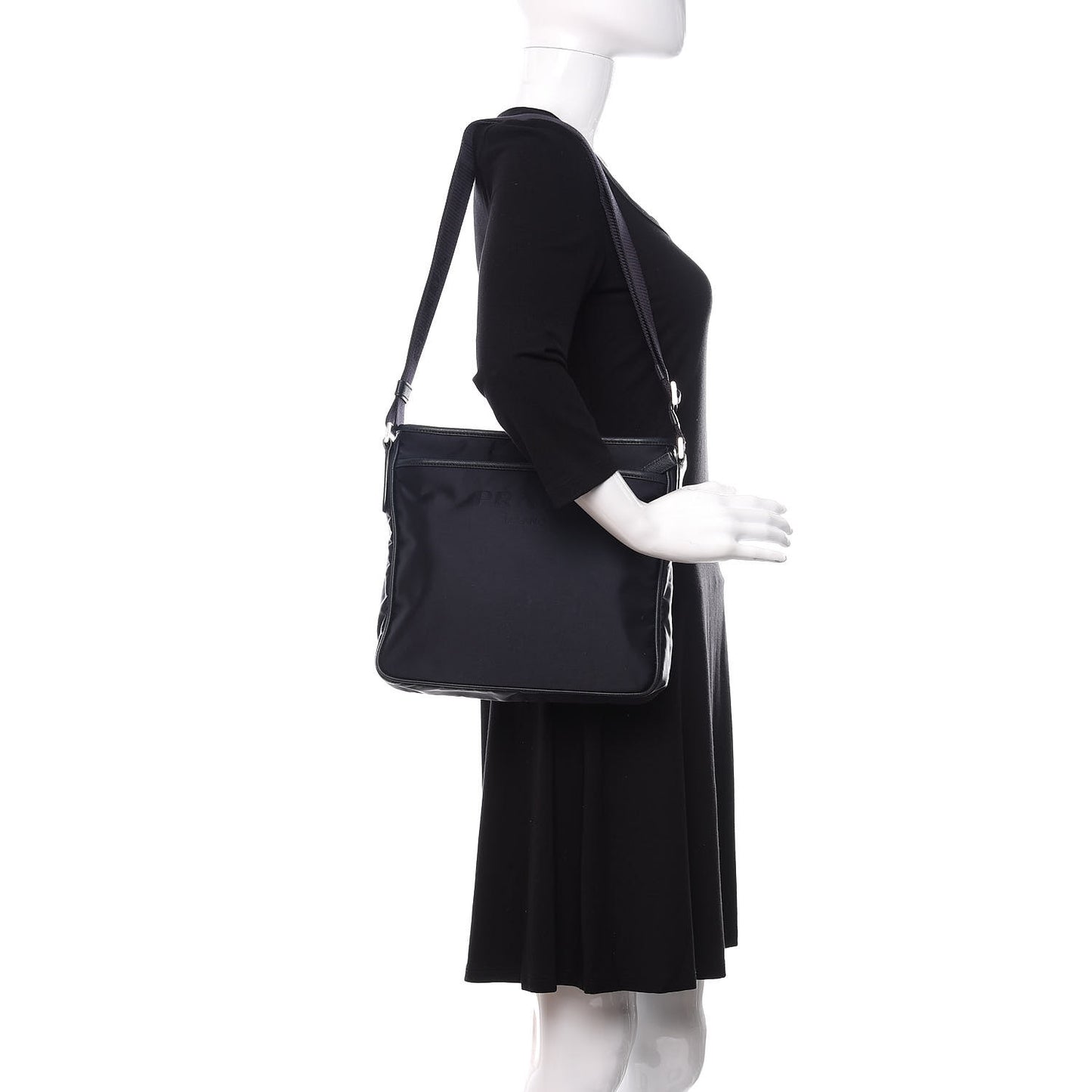 Tessuto Nylon Saffiano Flat Messenger Bag Baltico