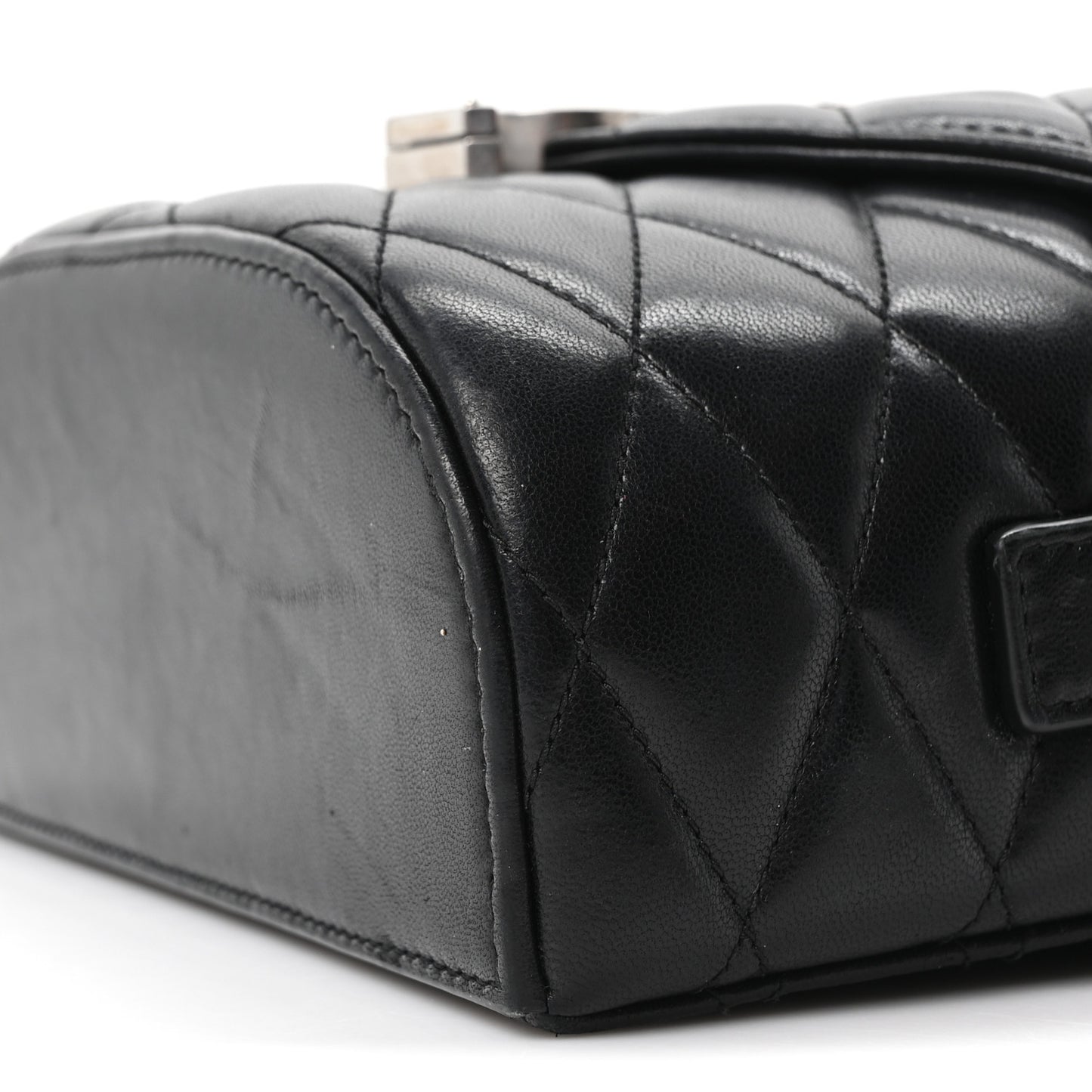 Lambskin Quilted Monogram June Box Bag  Black