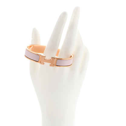 Hermes Enamel Narrow Clic Clac H Bracelet GM Rose Candeur 2 of 7