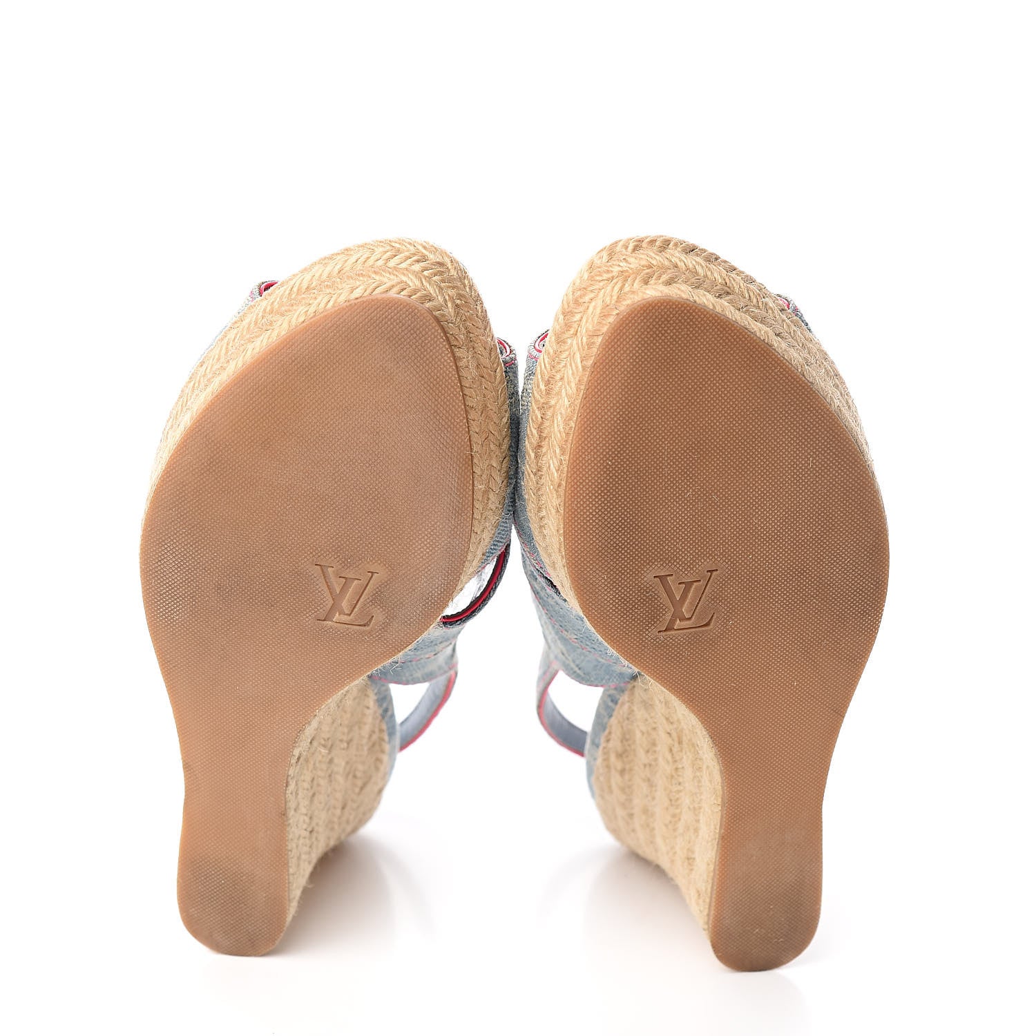 Louis Vuitton Denim Monogram Espadrille Wedge Sandals 40 Blue 7 of 12