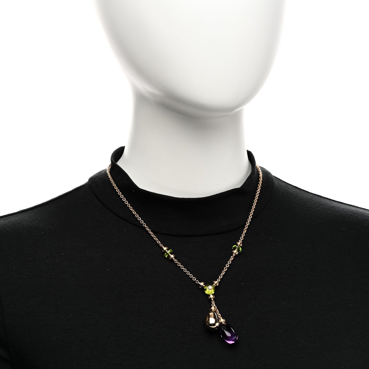 18K Yellow Gold Diamond Amethyst Peridot Sassi Necklace