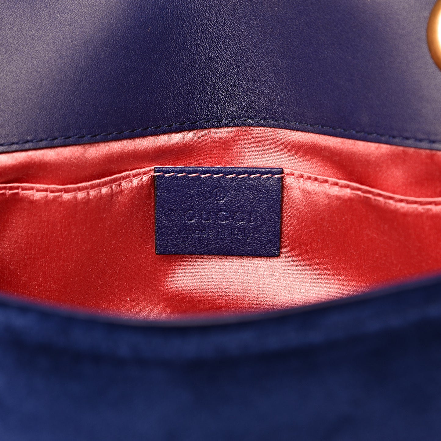Velvet Matelasse Mini GG Marmont Shoulder Bag Cobalt Blue