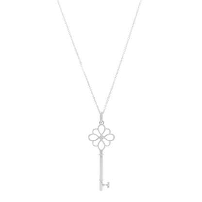 Tiffany Sterling Silver Diamond Knot Key Pendant Necklace 1 of 7