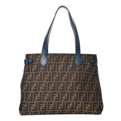 Fendi Zucca Vitello Artic Tote Tobacco Petrolio 1 of 9