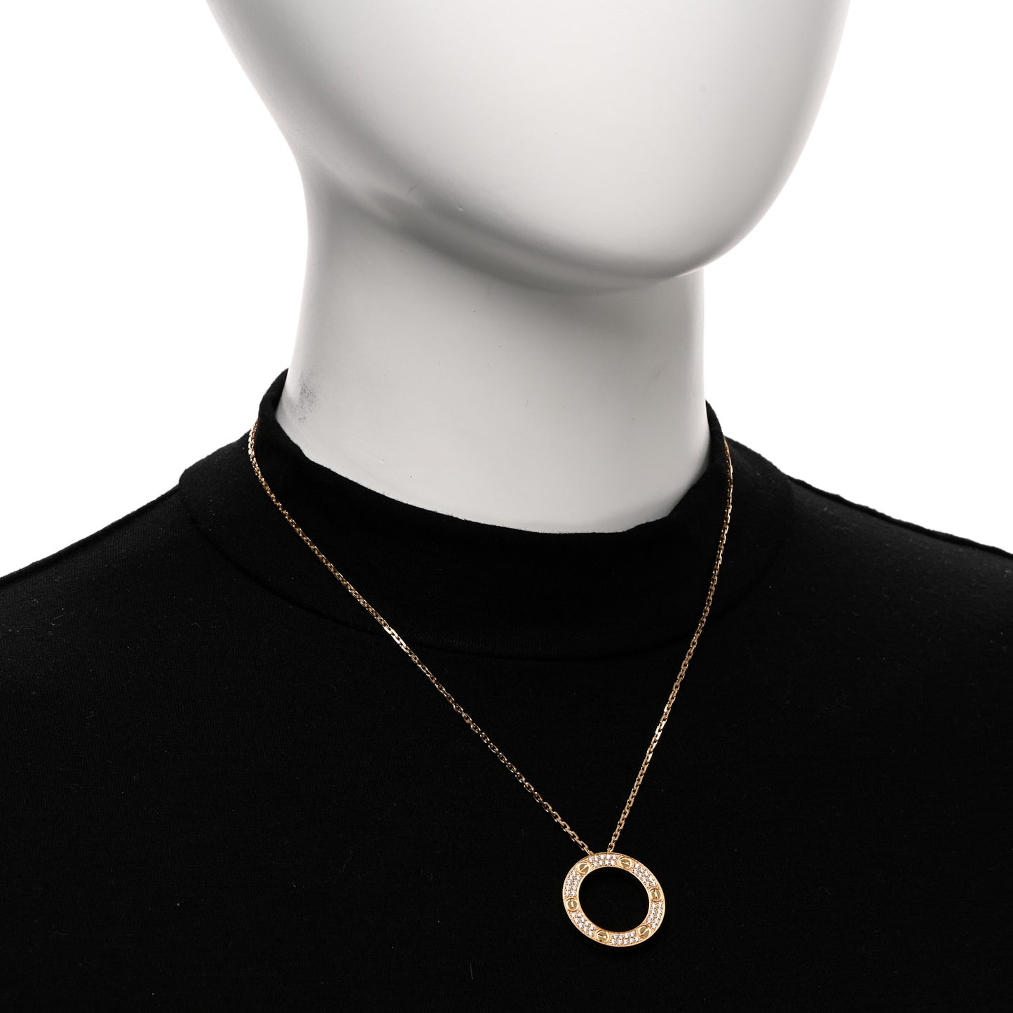 18K Yellow Gold Diamond LOVE Paved Necklace