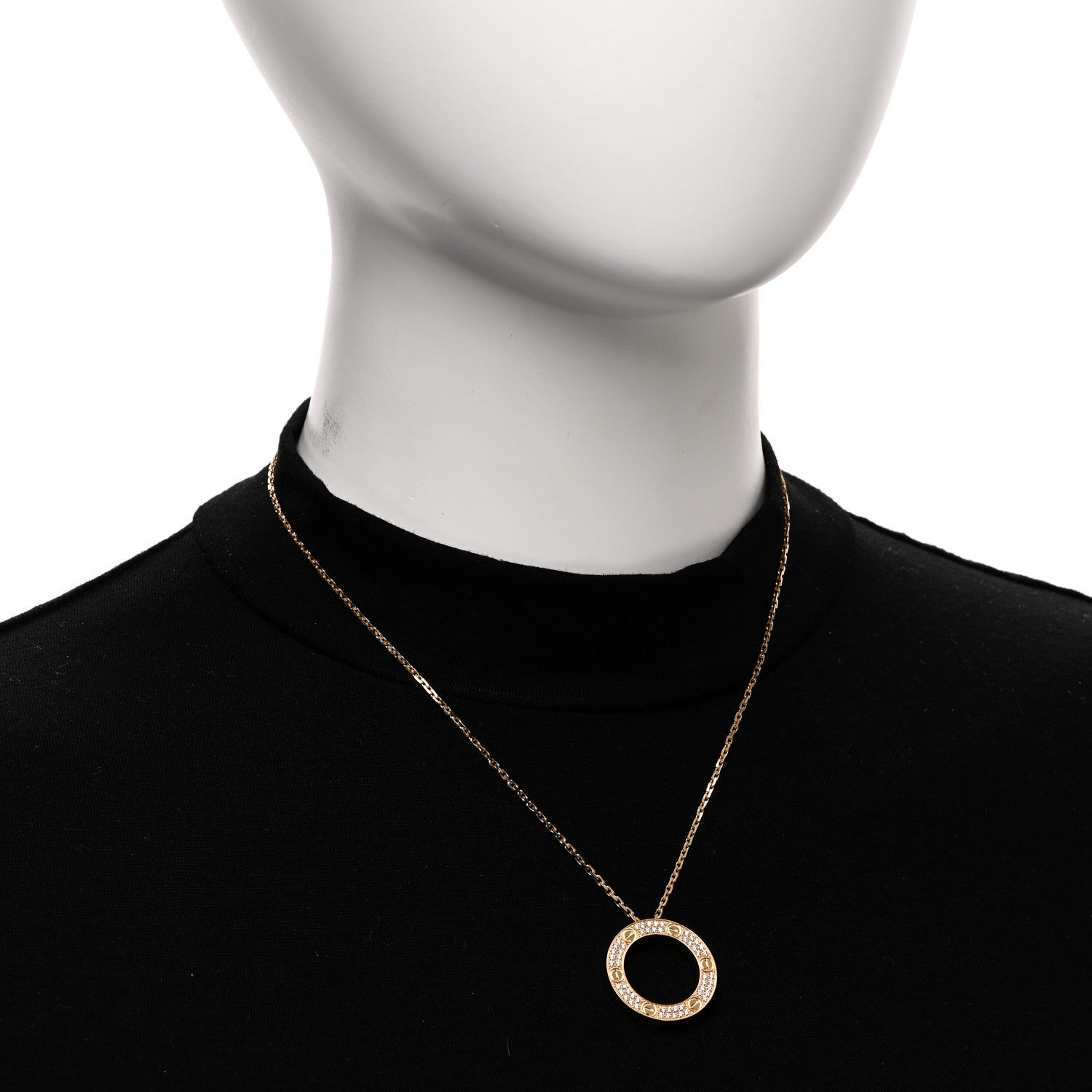 Cartier 18K Yellow Gold Diamond LOVE Paved Necklace 2 of 6