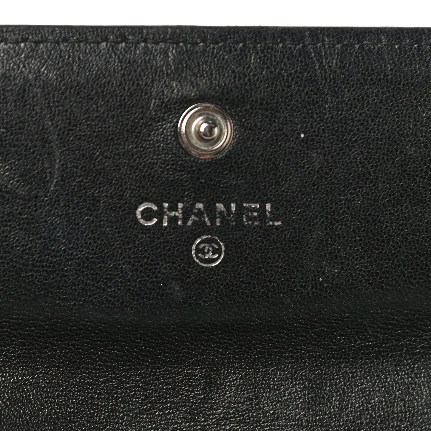 Lambskin Camellia Embossed Wallet on Chain WOC Black