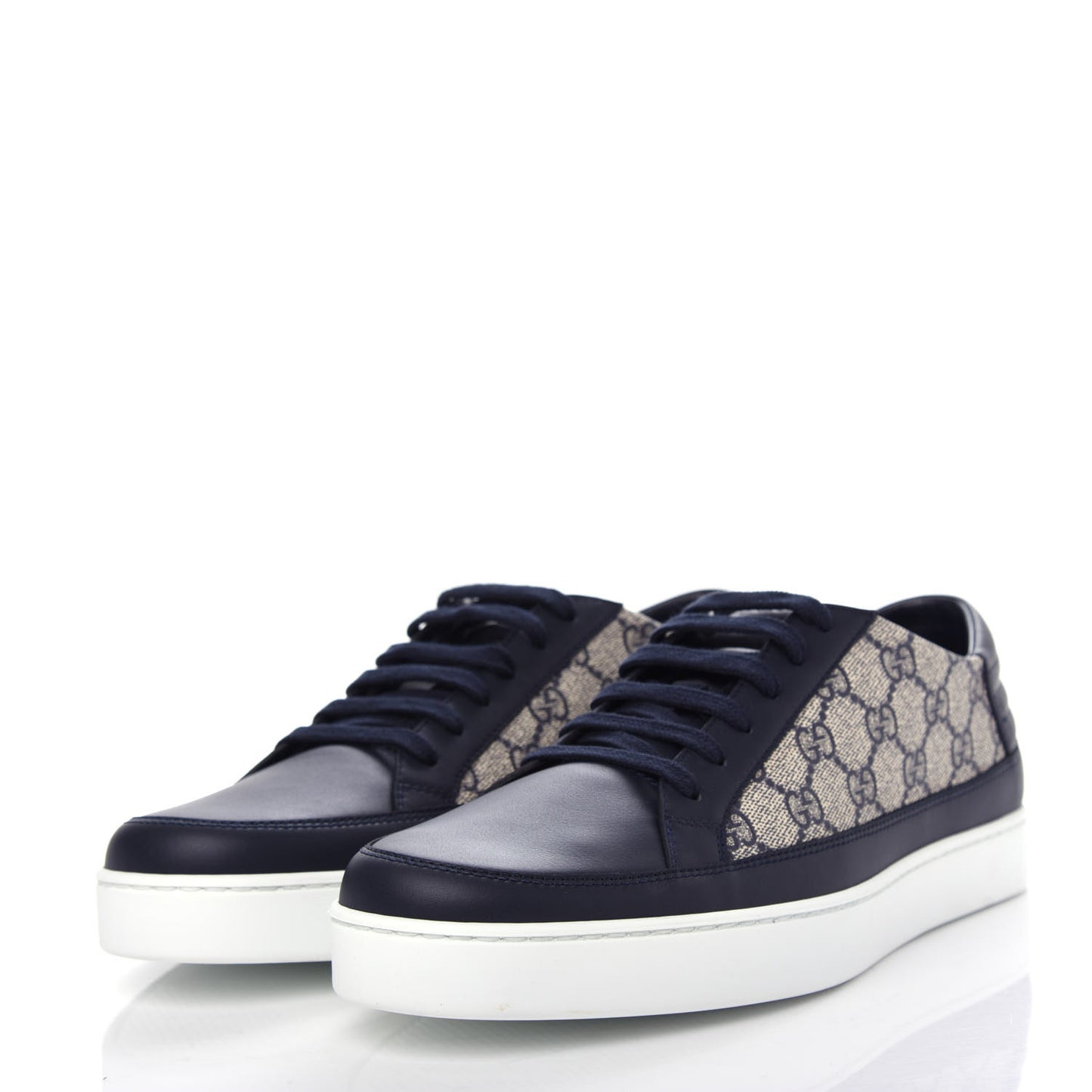GG Supreme Monogram Calfskin Mens Low Top Sneakers 9.5 Blue Beige