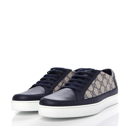 Gucci GG Supreme Monogram Calfskin Mens Low Top Sneakers 9.5 Blue Beige 3 of 11