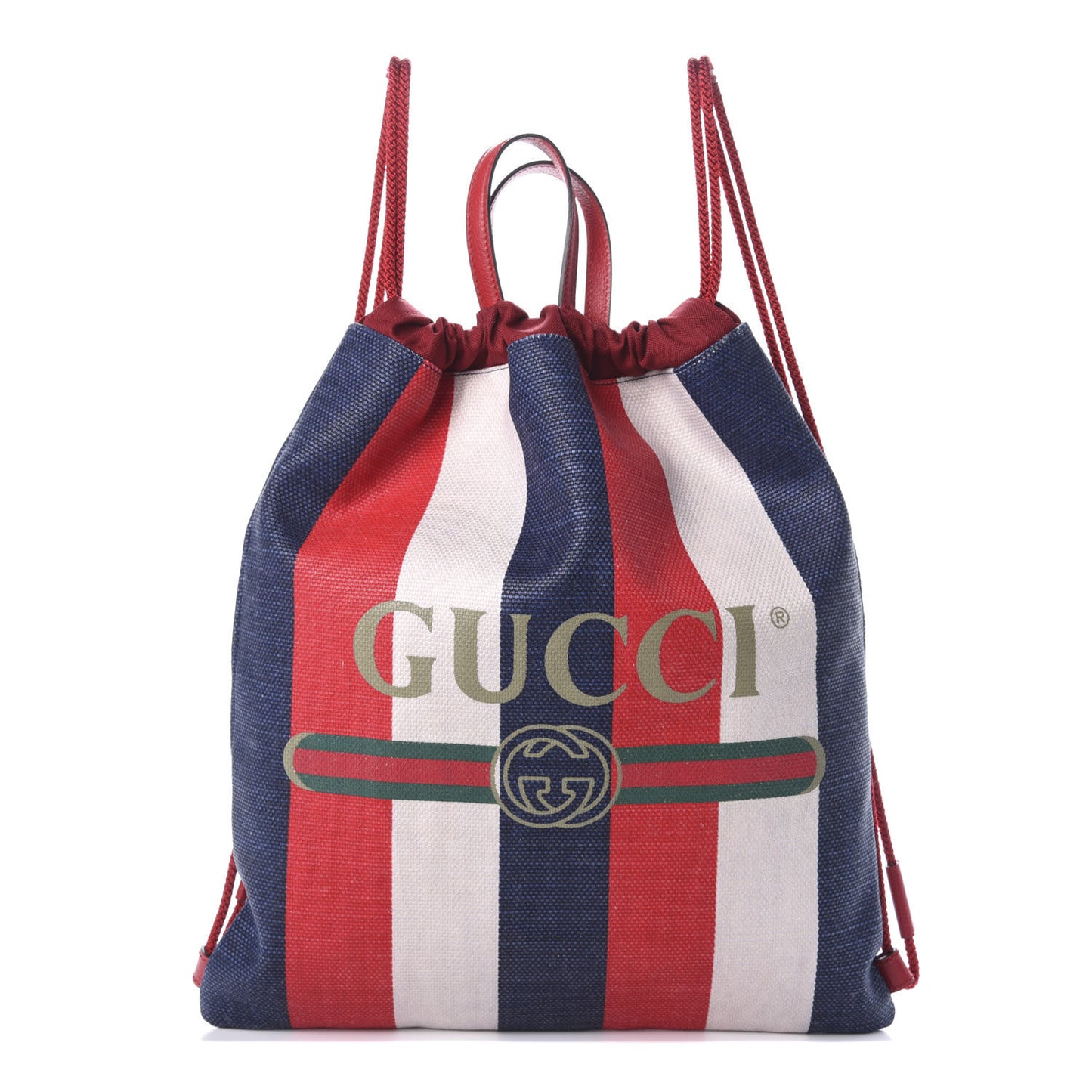 Canvas Logo Sylvie Stripe Drawstring Backpack Red