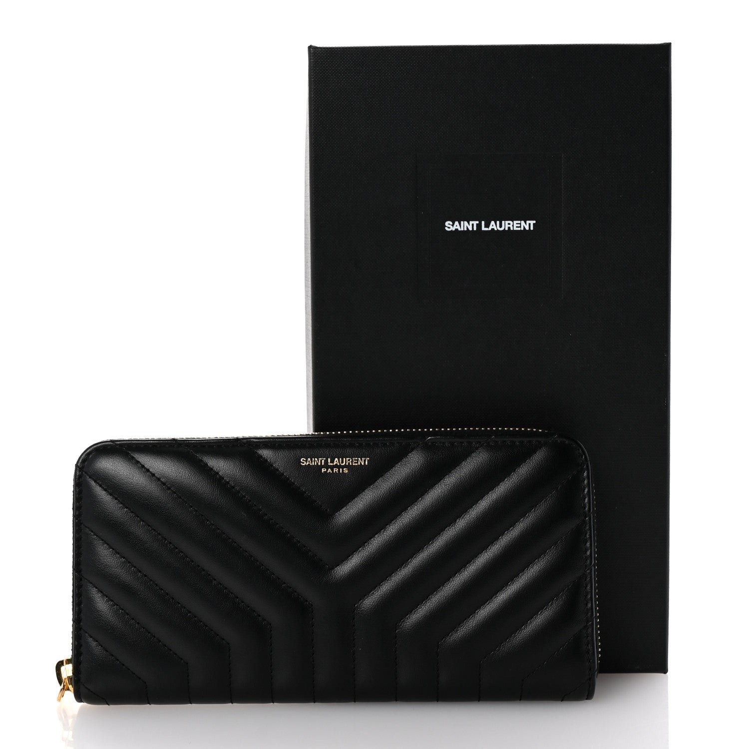 Saint Laurent Calfskin Y Quilted Joan Zip Around Wallet Black 7 of 7