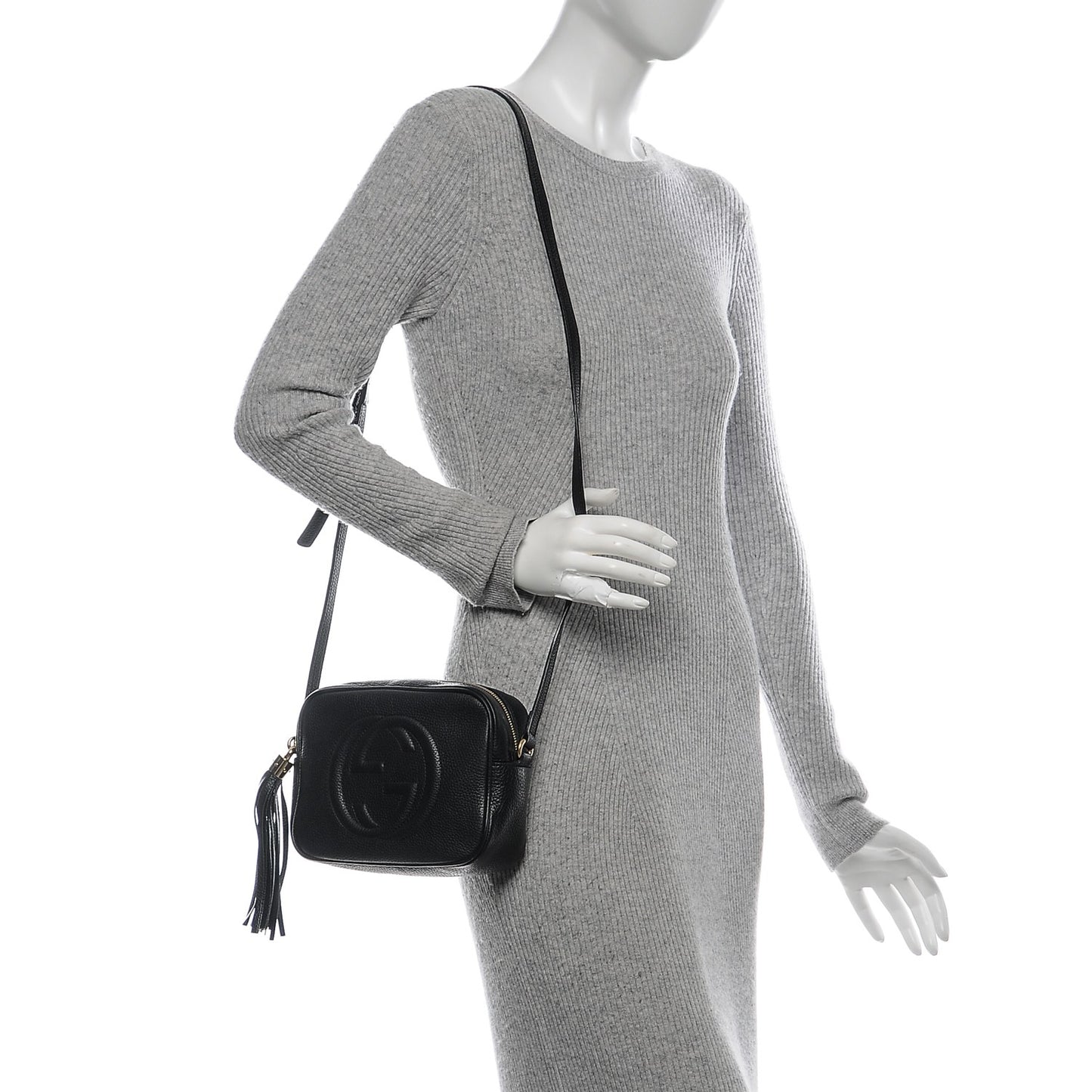 Pebbled Calfskin Small Soho Disco Bag Black
