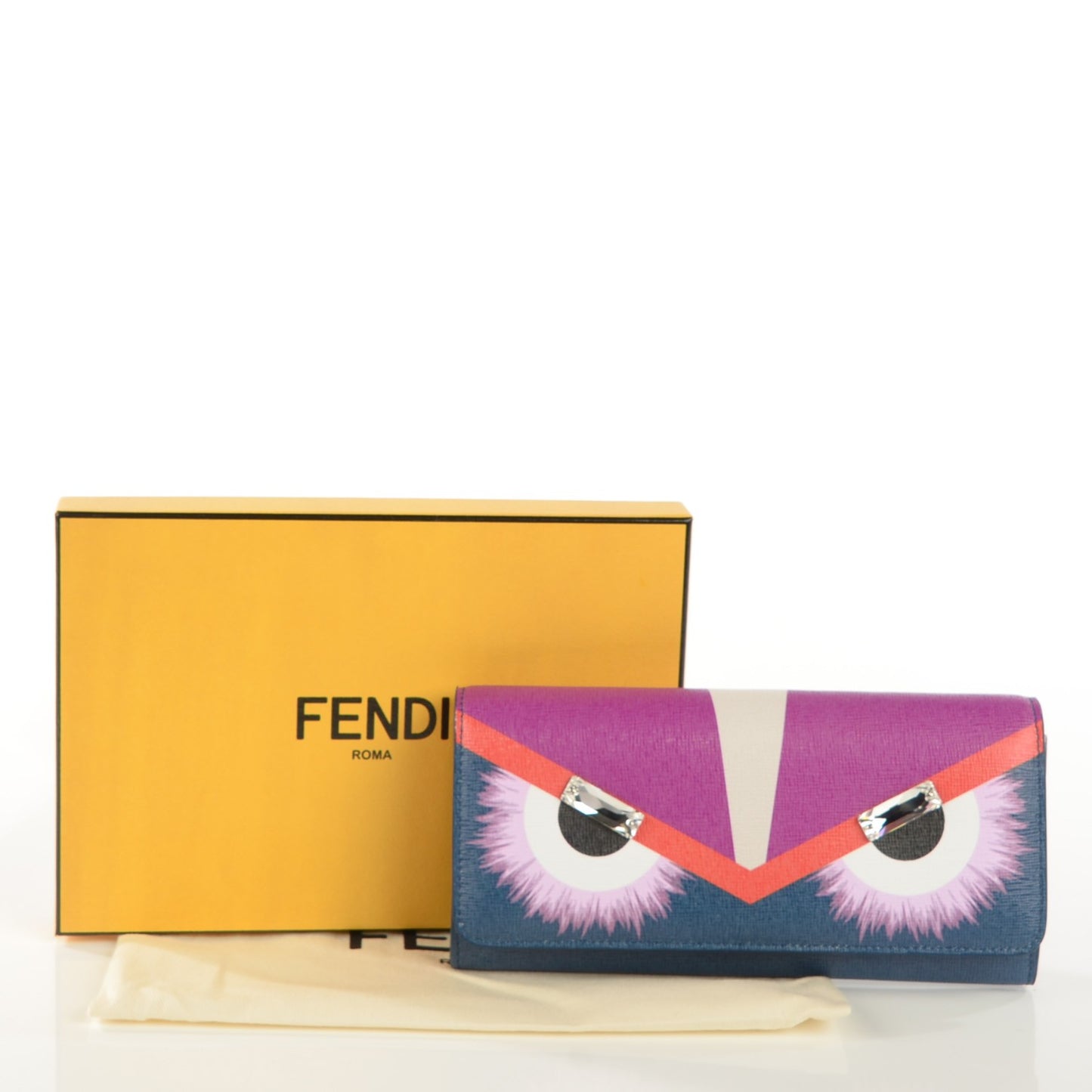 Vitello Elite Crystal Eye Monster Continental Wallet Cobalt Lavender Pink