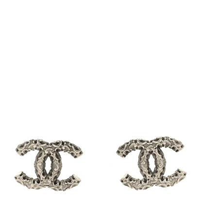 Chanel Metal Twisted CC Earrings Silver 1 of 4