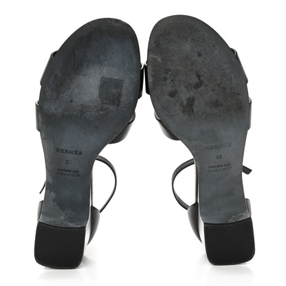 Hermes Calfskin Encens 50 Sandals 38 Black 5 of 8