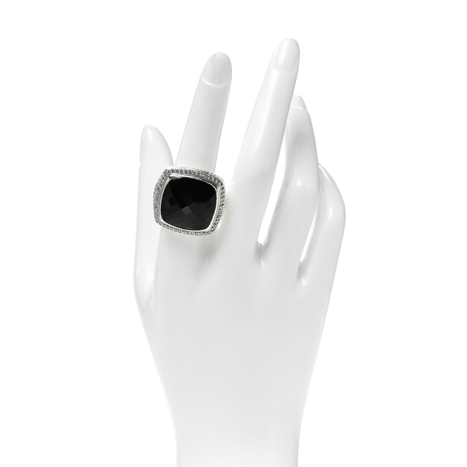 David Yurman Sterling Silver Diamond Black Onyx 20mm Albion Statement Ring 56 7.5 2 of 5